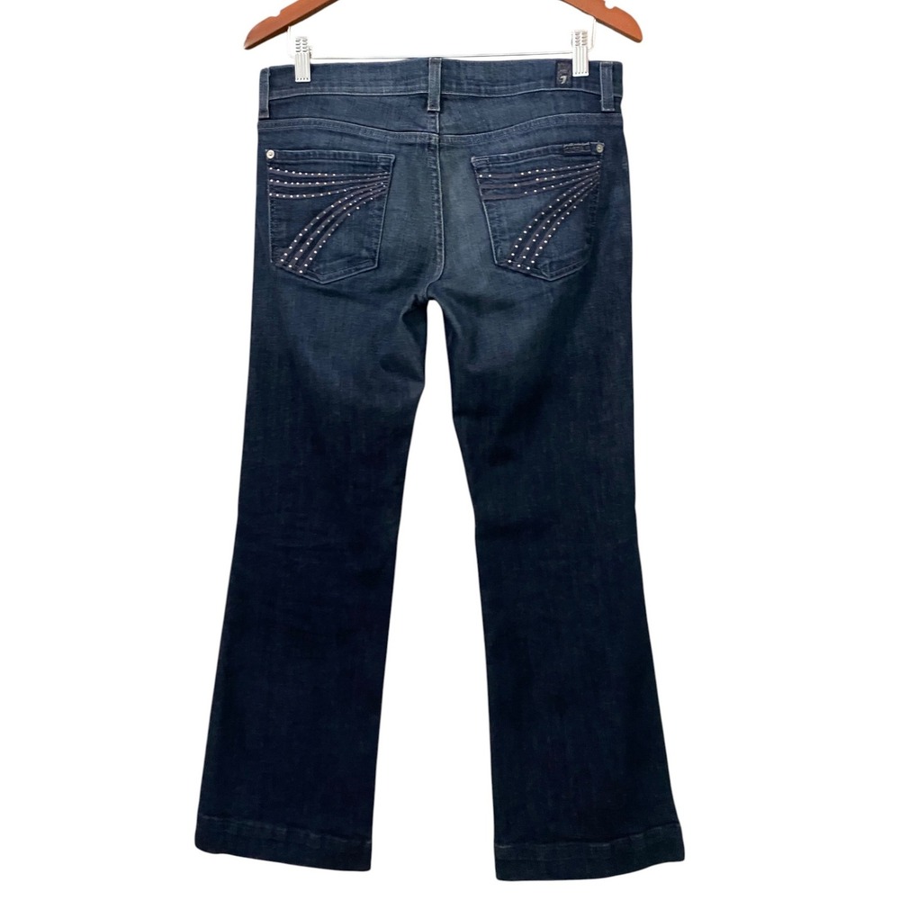 7 For All Mankind Dojo Jeans US 29 Dark Wash 7 Pocket Rhinestone Flare Leg Denim